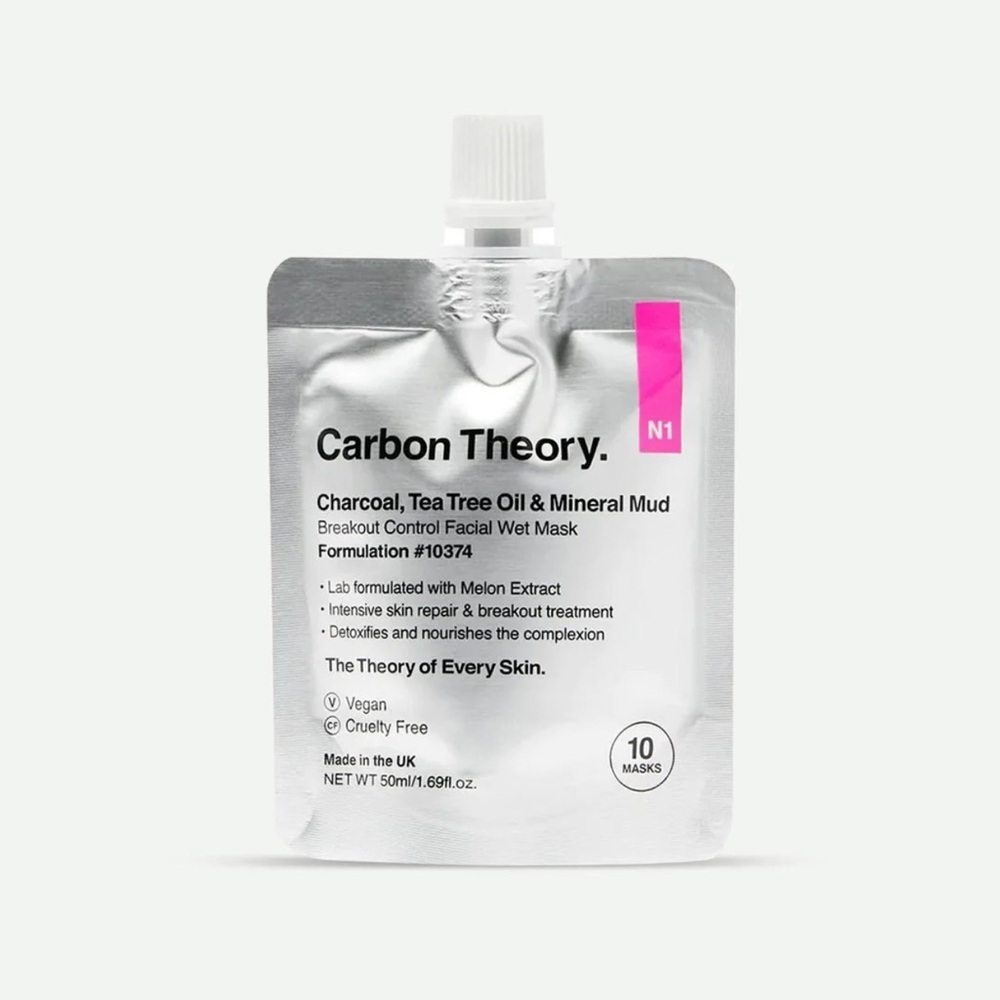 Carbon Theory Charcoal & Tea Tree Oil Mineral Mud Face Mask • NIB • Vegan